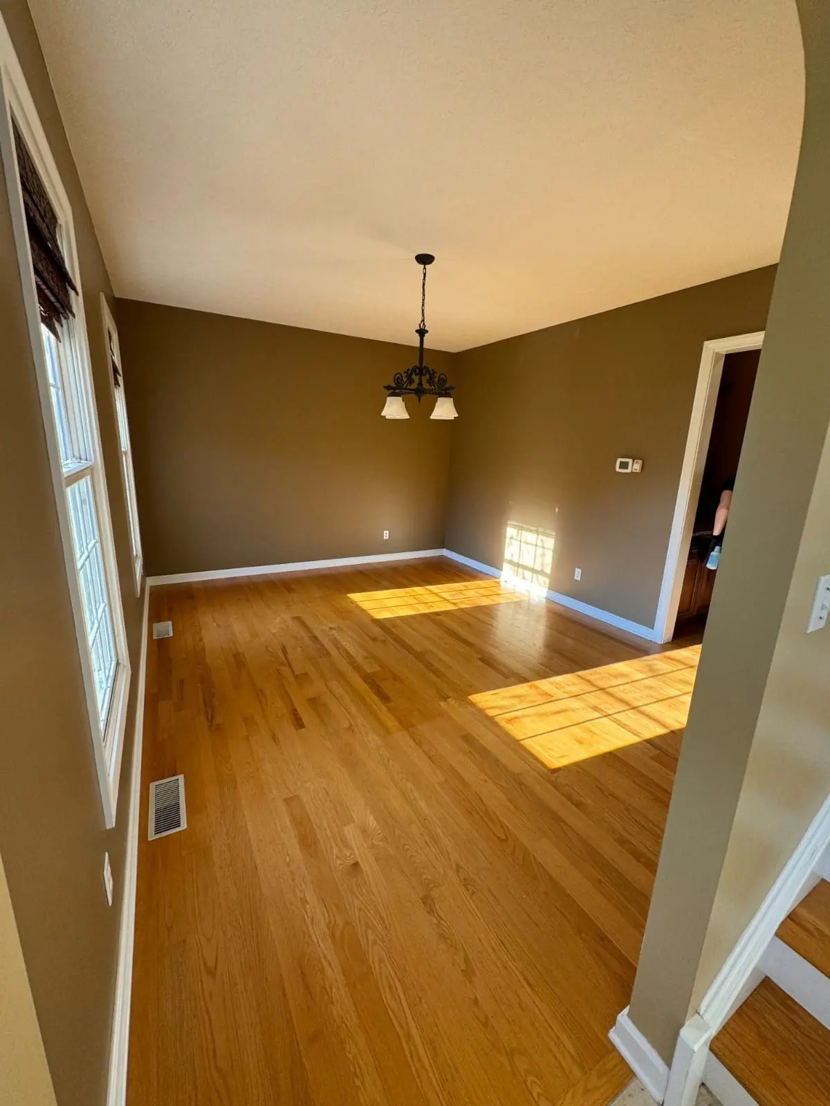 True North Painting interior painting olive green dining room hardwood floors Chesterland Ohio