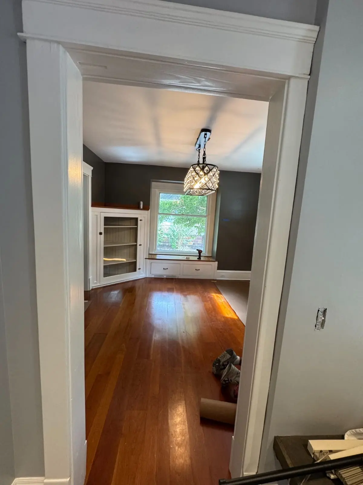 True North Painting interior painting dark gray dining room white trim Chesterland Ohio